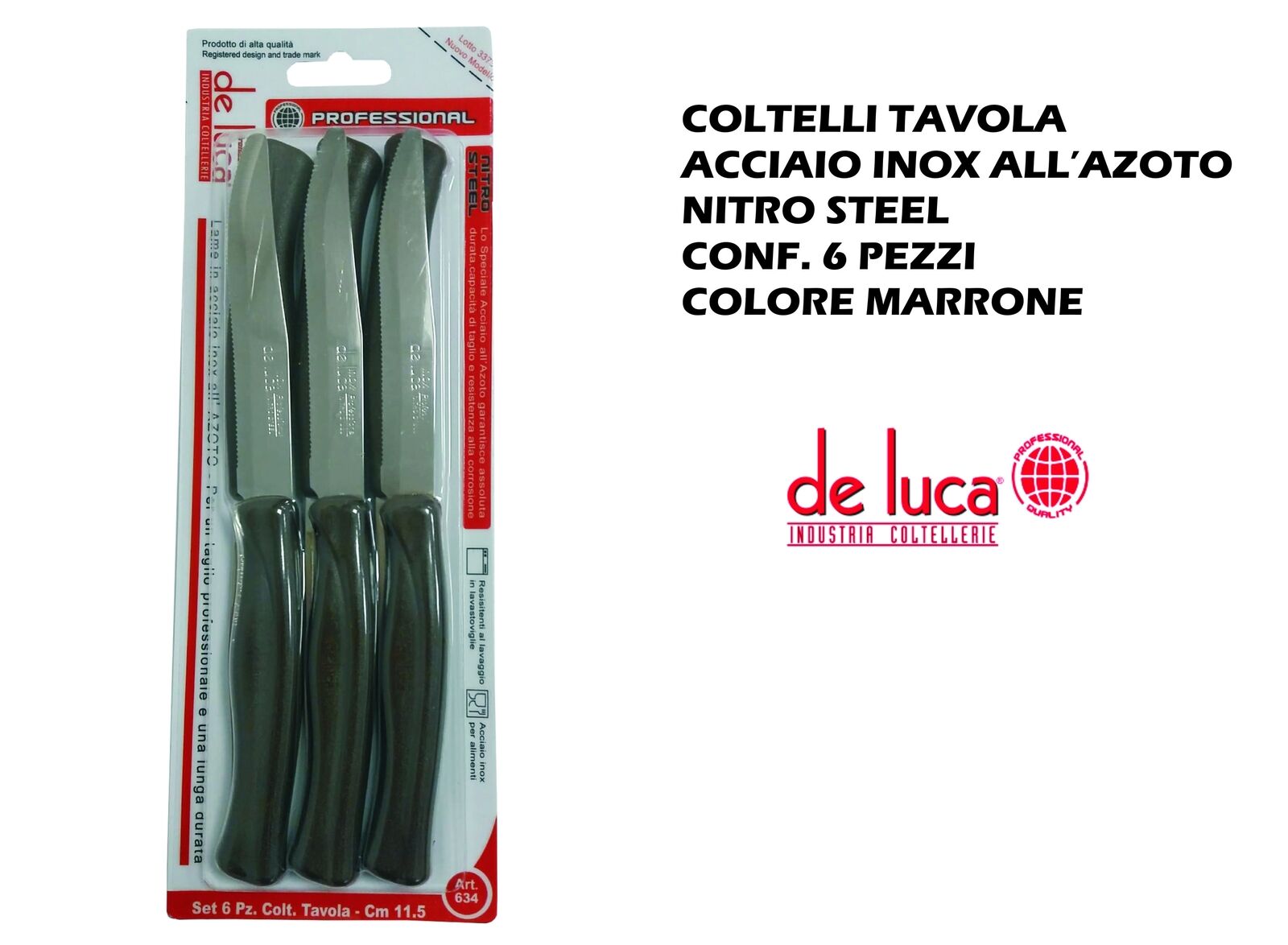 COLTELLI TAVOLA CONF.6 PZ. NITRO STEEL MARRONE