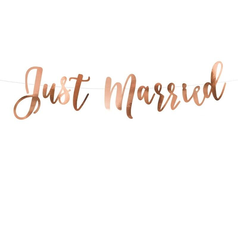 Festone banner scritta "Just Married" Rosa Gold Cm. 20x77