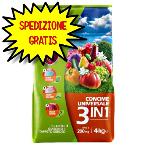 PROTECT GARDEN CONCIME GRANULARE 3 IN 1 4 Kg NPK 12-5-15 +14Ca(ossido) 12 SO4