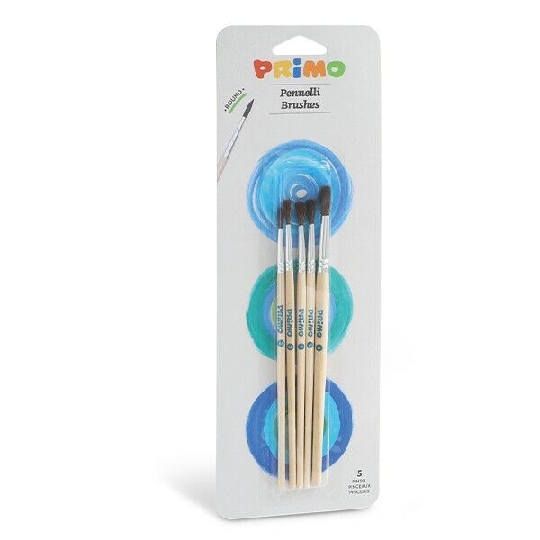 pennelli tondi primo blister 5pz per tempera acquerello