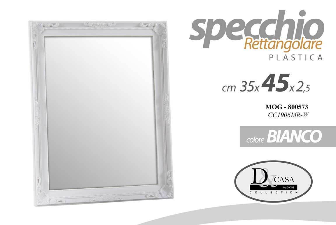 SPECCHIO DA PARETE BIANCO SPECCHIERA CORNICE DECO MURO CLASSICO MODERNO 45*35 CM