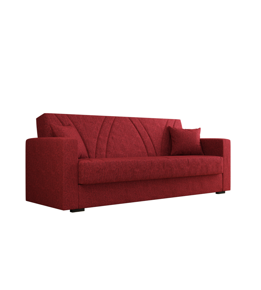DIVANO LETTO "IBIZA" 3 POSTI TESSUTO ROSSO, 214X89X81 CM