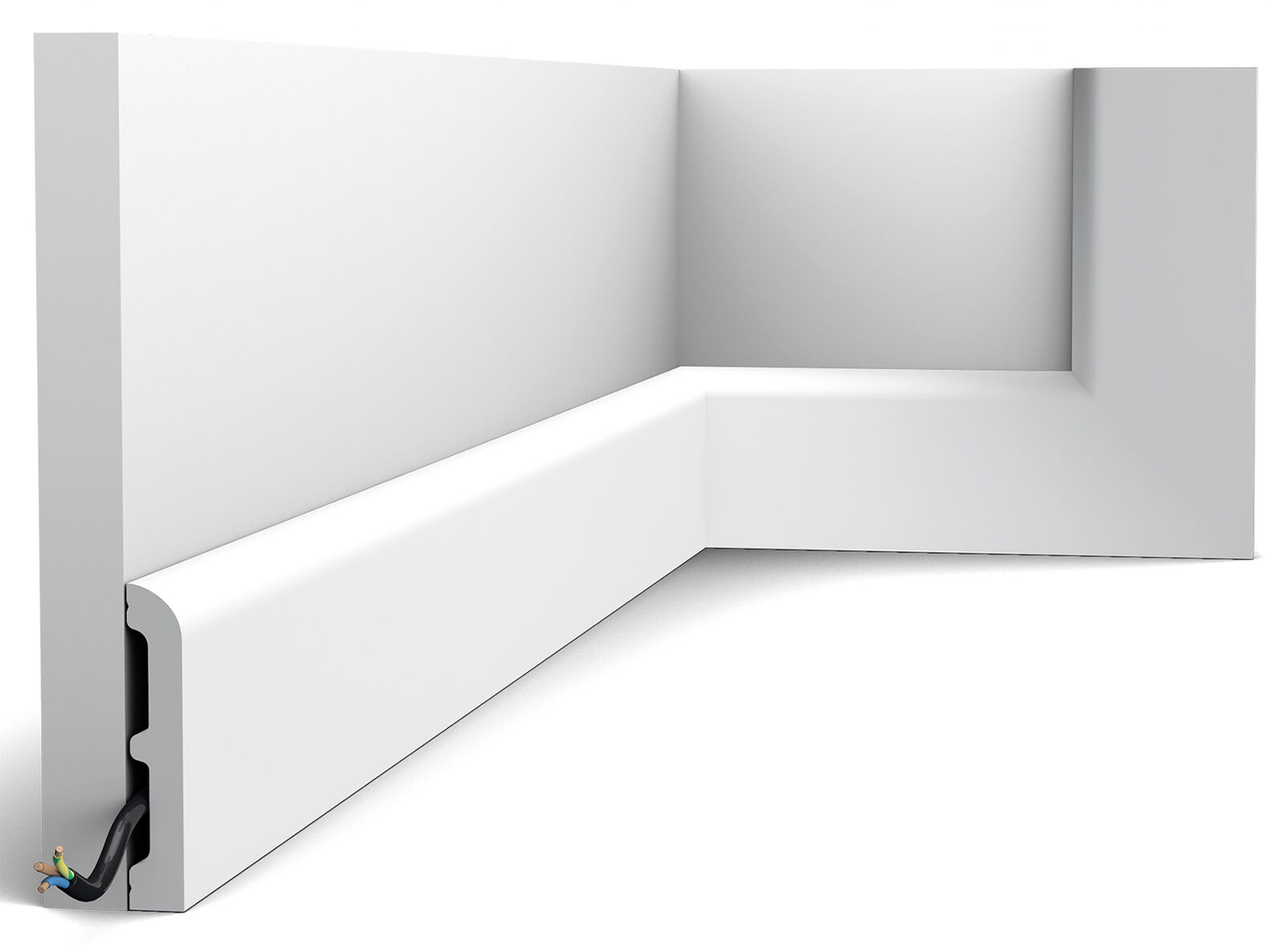 Orac Decor SX183-RAL9003 Cornice Battiscopa Muro Polistirene Bianco 200x7,5x1,3