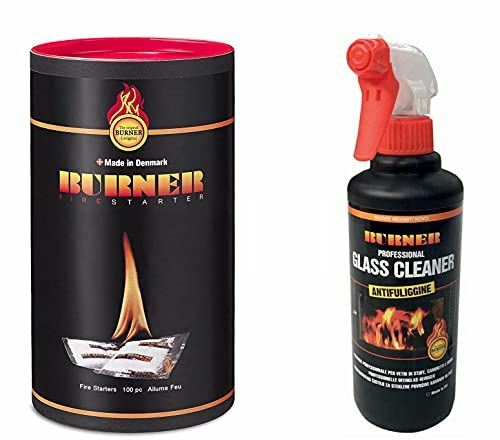 Accendifuoco Bio oil - 100 bustine + 1 Glass Cleaner Anti fuliggine - 500ml