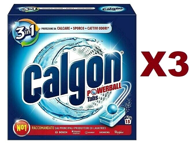 3 PZ CALGON POWERBALL TABS 3IN1 DA 15 PASTIGLIE ANTICALCARE 195GR LAVATRICE