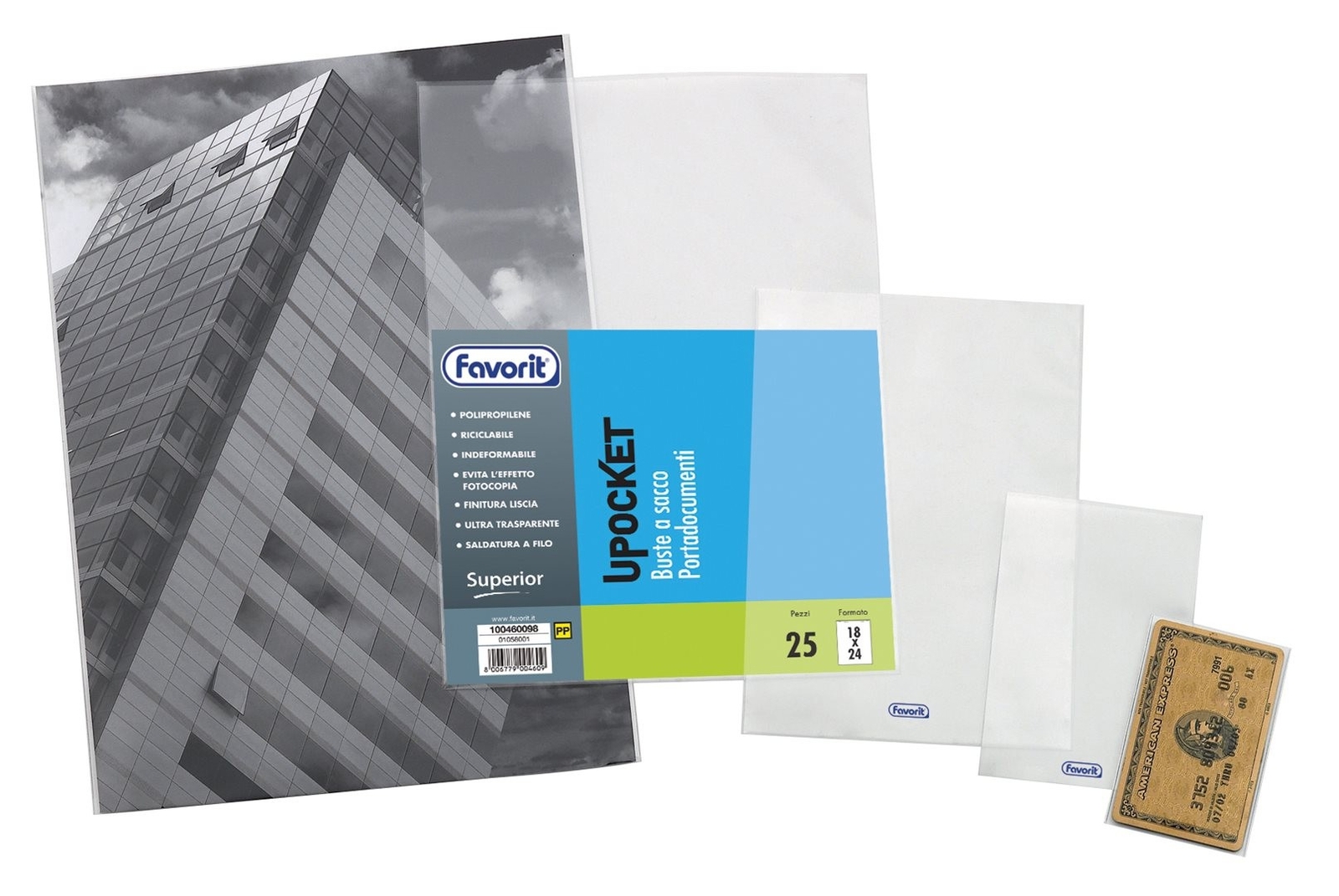 Confezione 25 Buste A Sacco Upocket Superior Liscia  30x42cm | Favorit