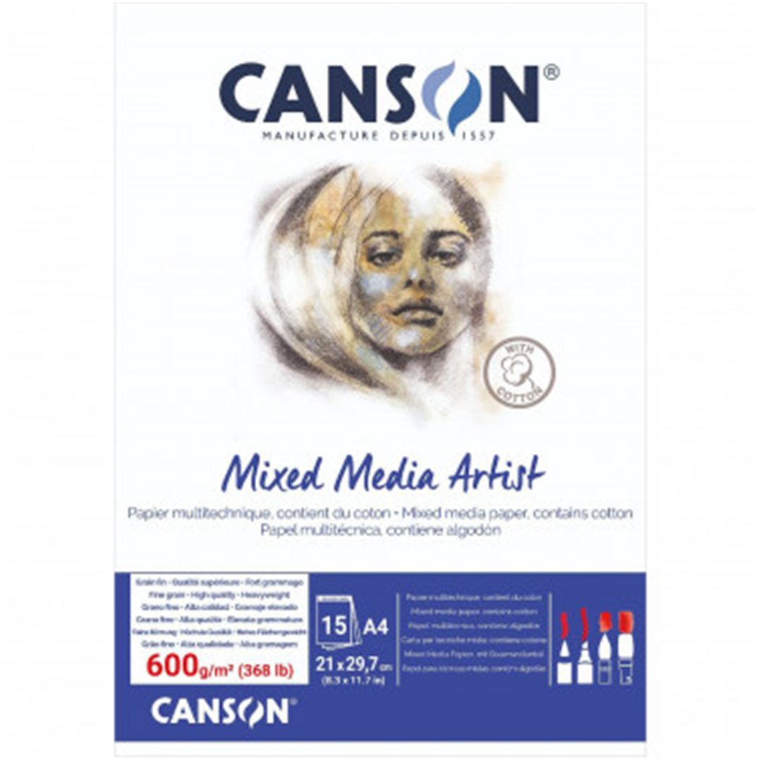 Blocco Mix Media Artist A4 15 Fogli 600 Gr/mq | Canson
