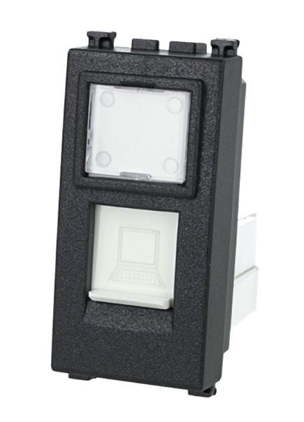Presa Dati RJ45 CAT5E Nero Con Coperchio Compatibile Vimar Arke' SD99790