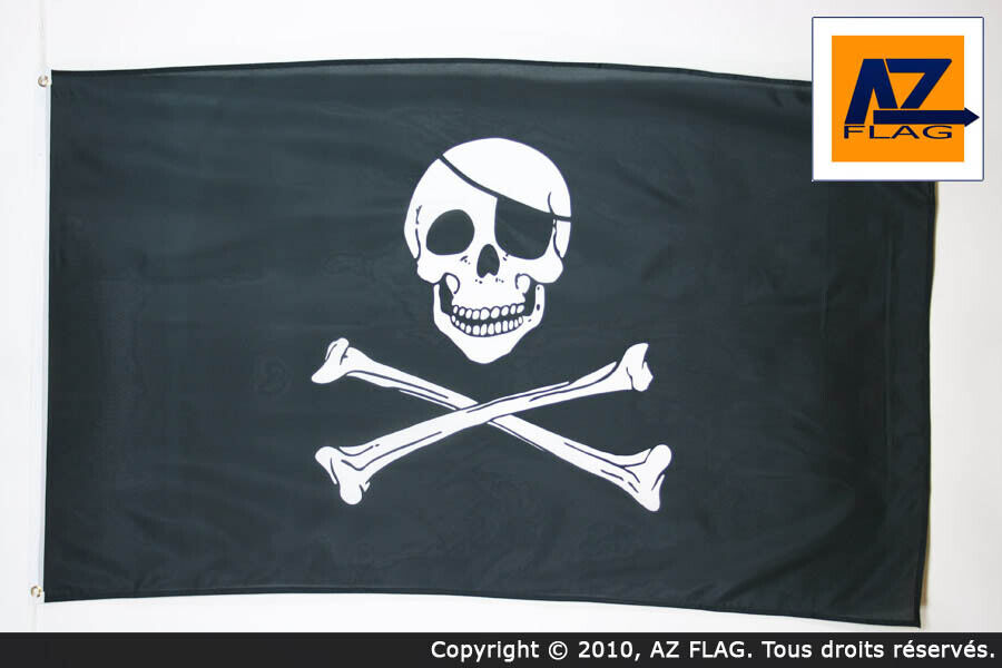 BANDIERA PIRATA TESCHIO 150x90cm - BANDIERA DEI PIRATI 90 x 150 cm - Nuova