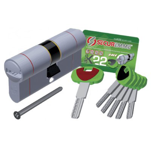 Cilindro sagomato evo k22 top securemme ott.nich.satin chiavi 5 mm 92 46+46 Secu