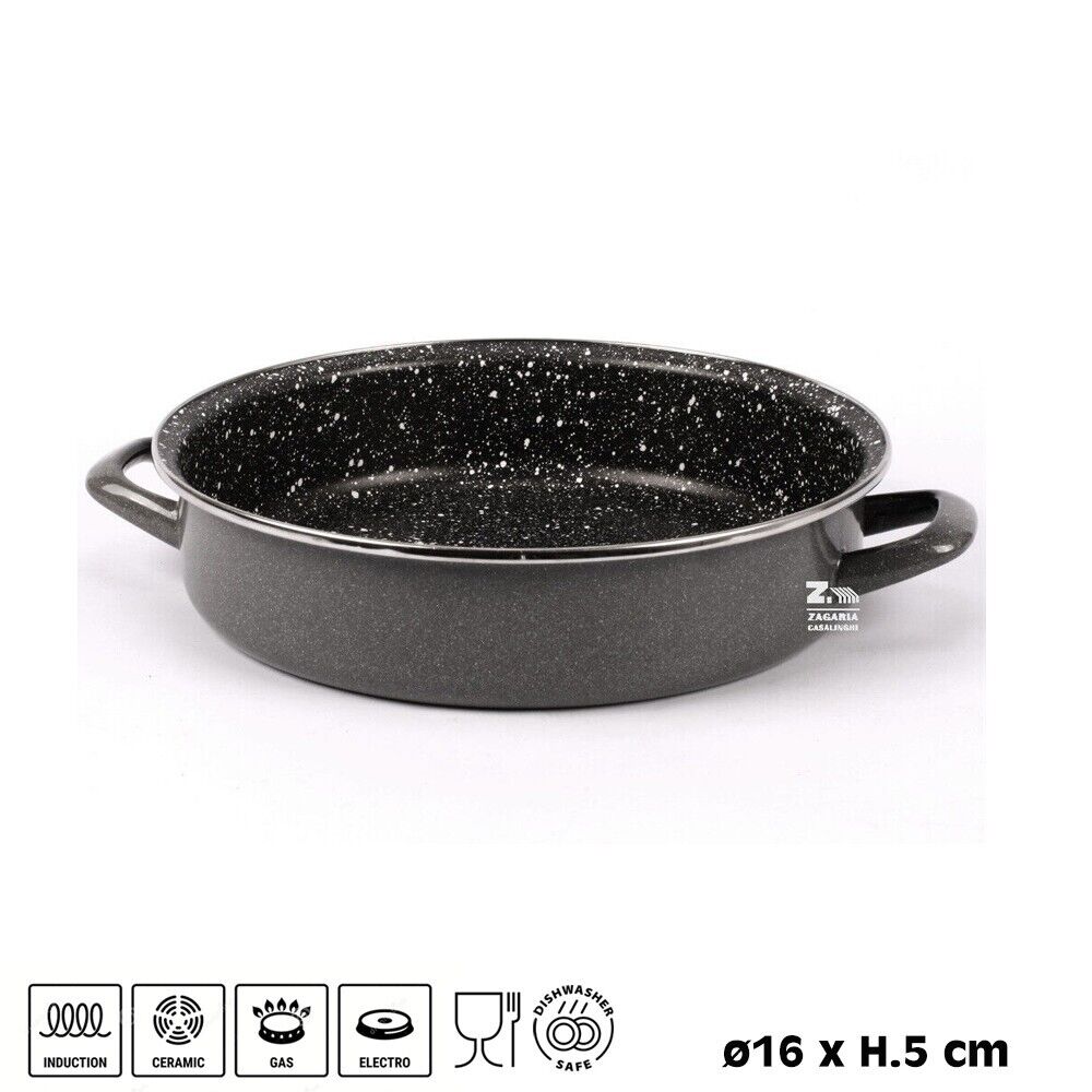 TEGAME BASSO 2 MANICI K2 D.16xH.5cm ACCIAIO SMALTATO PIETRA INDUZIONE