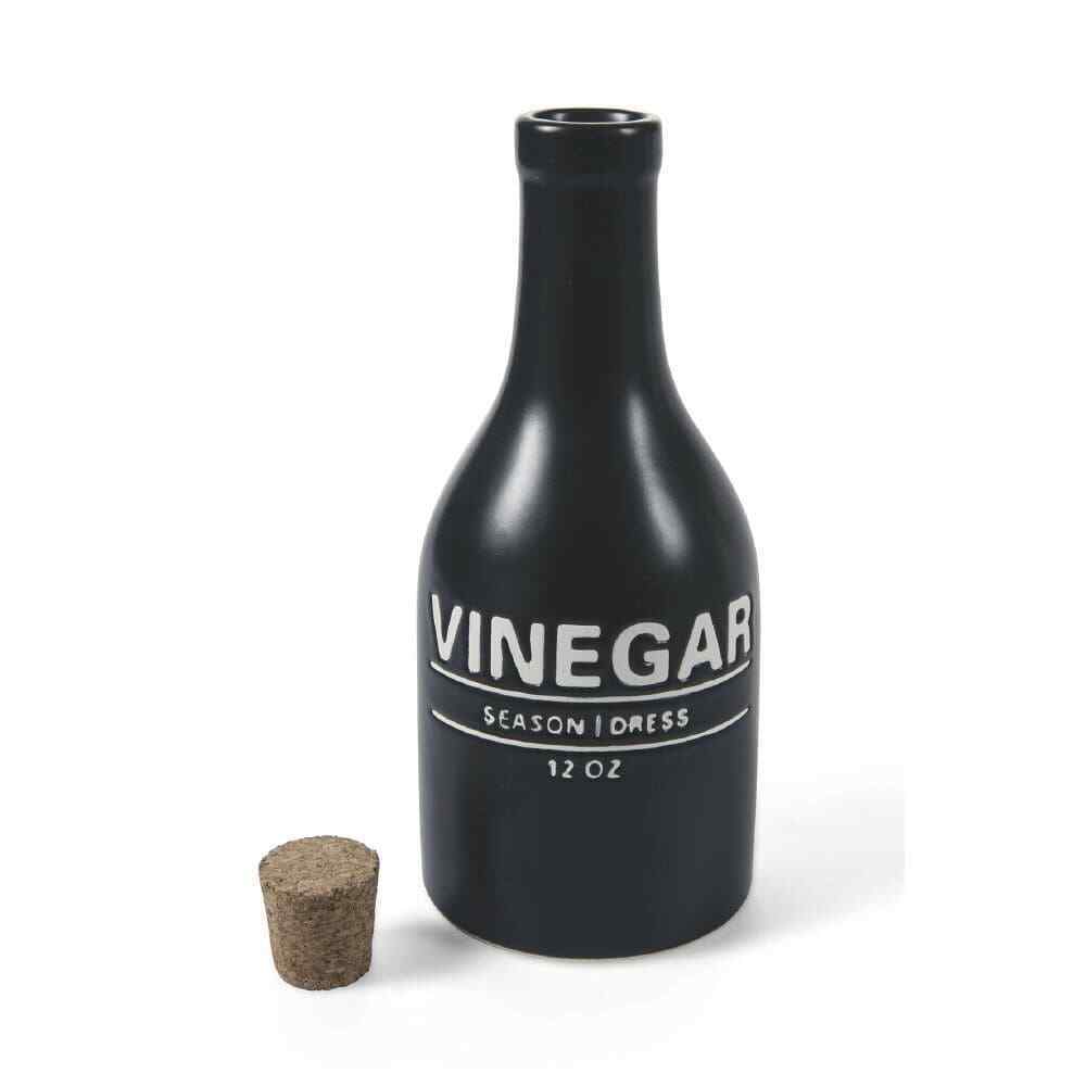 VILLA D'ESTE LINEA LONDON BOTTIGLIA ACETO VINEGAR CERAMICA NERA TAPPO IN SUGHERO