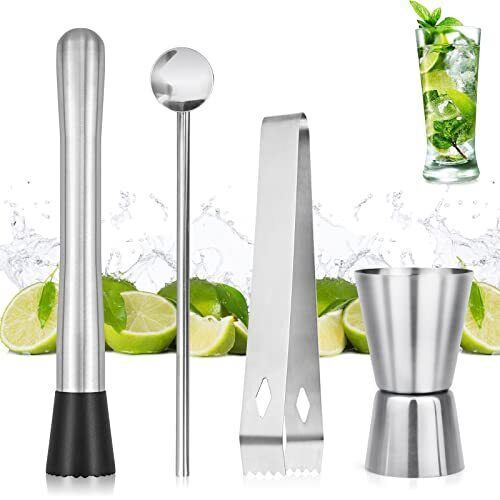 Set di 4 Accessori da CocktailSet, Muddler Muddler Mojito Cocktail (O8V)