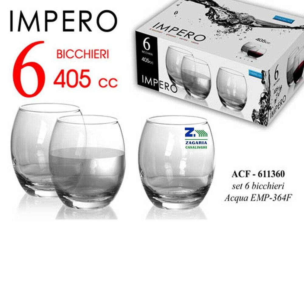 SET 6 BICCHIERI ACQUA VINO IMPERO 405CC ACF 611360
