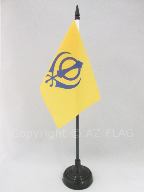 BANDIERA DA TAVOLO SIKHISMO 15x10cm - PICCOLA BANDIERINA RELIGIONE SIKH 10 x 15