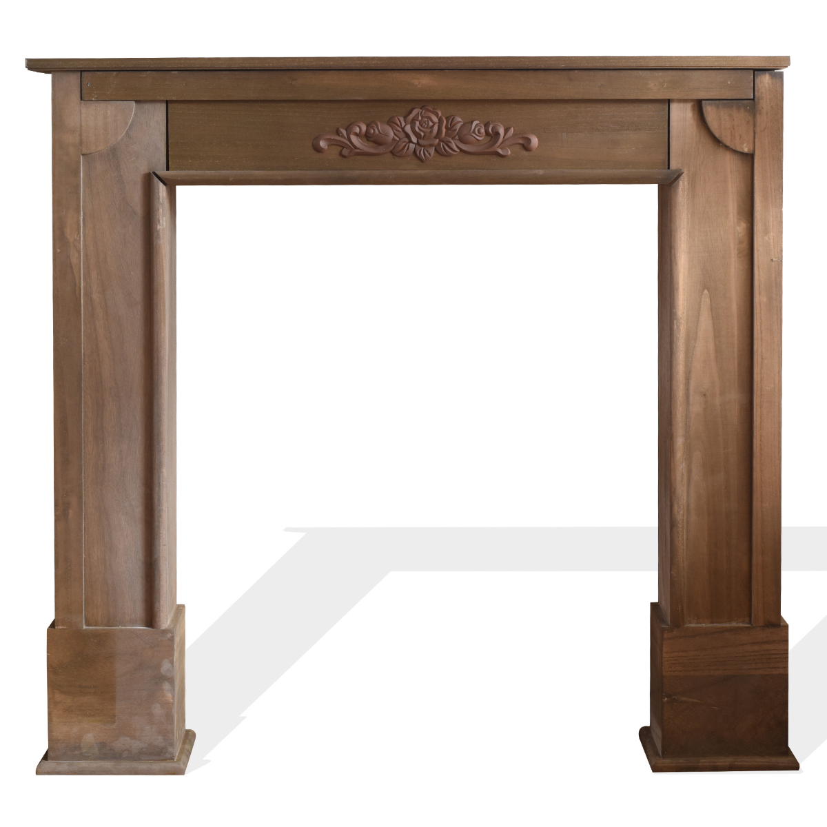 Mobili Rebecca Decorazione Camino Caminetto Legno Marrone Shabby 100x105x21