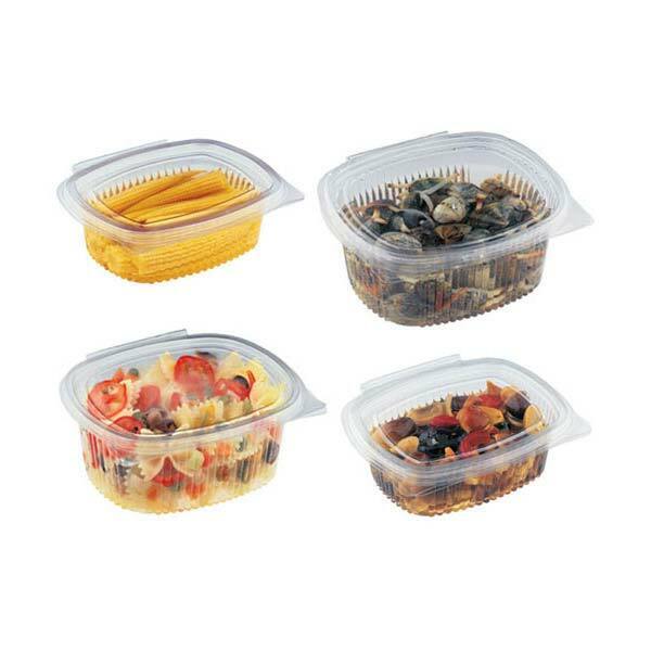 200 VASCHETTE DI PLASTICA CONTENITORI PER ALIMENTI TRASPARENTE OVALE GR.375 *