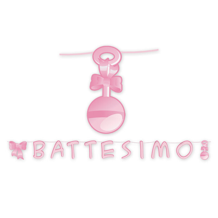 FESTONE MAXI SCRITTA IL MIO BATTESIMO ROSA MT.6 FESTE E PARTY