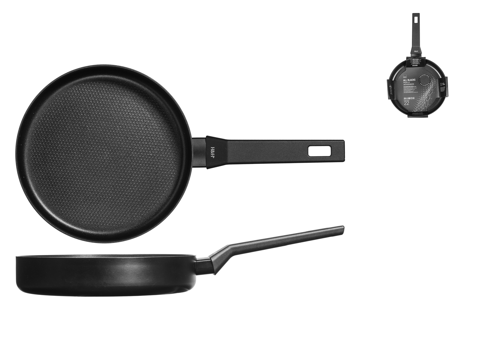 H&H Padella Antiaderente All Blacks Cm22