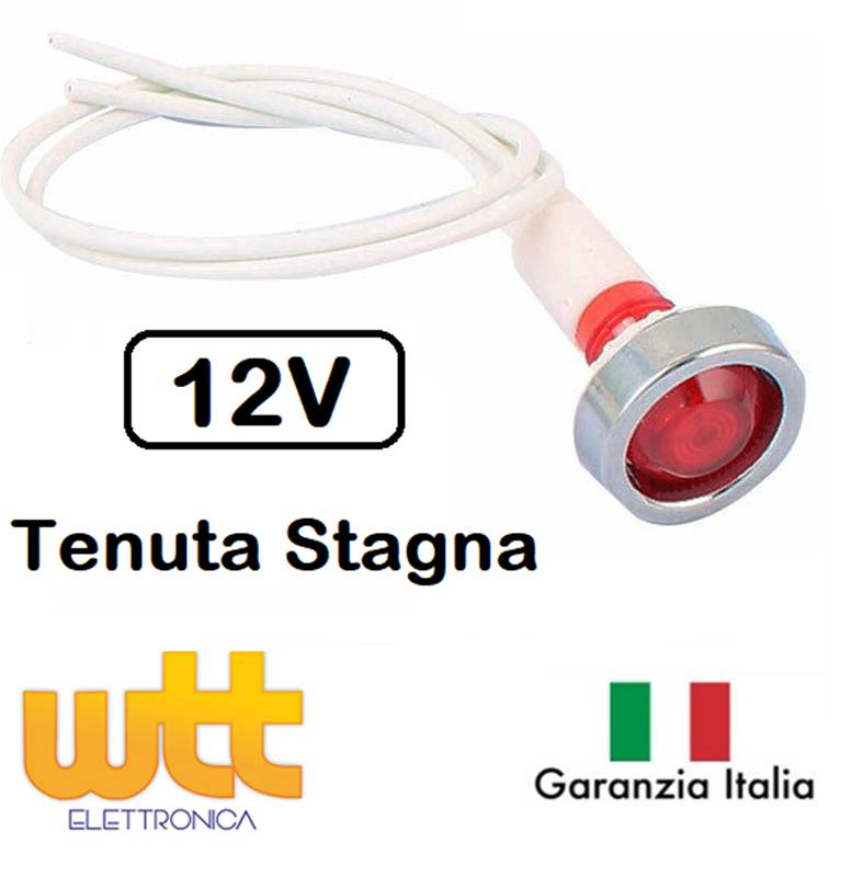 Segnalatore lampada a tenuta stagna spia luminosa 12V ROSSA Gemma