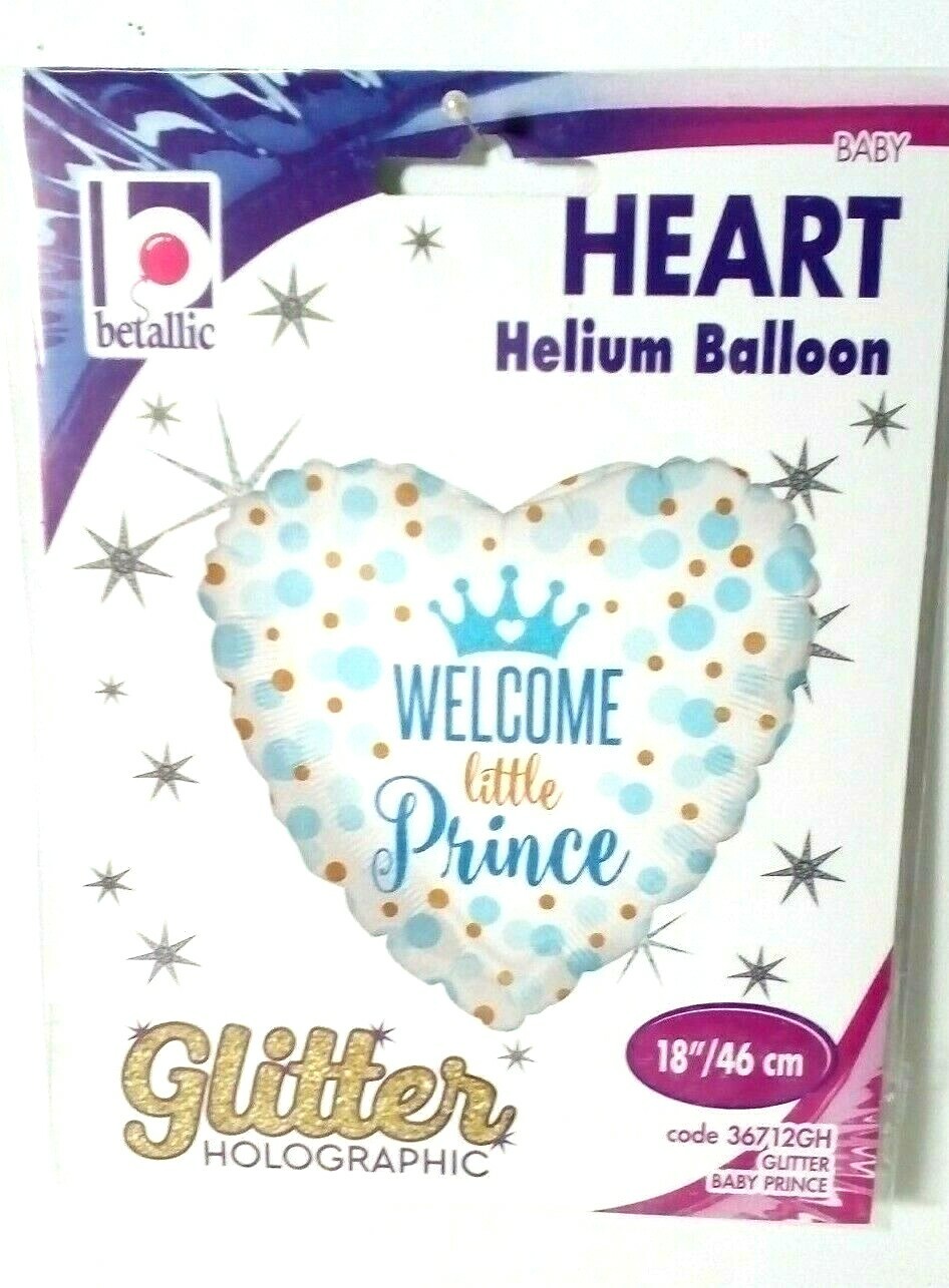 PALLONCINO MYLAR A CUORE WELCOME LITTLE PRINCE 46 cm diam FESTA PARTY