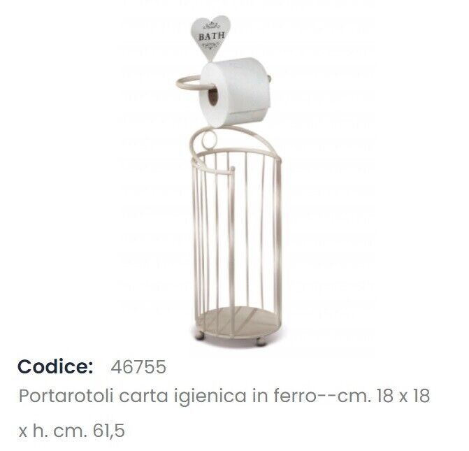AD TREND PORTAROTOLI IN FERRO CARTA IGIENICA BAGNO cm. 18 x18 x h. cm.61,5 46755