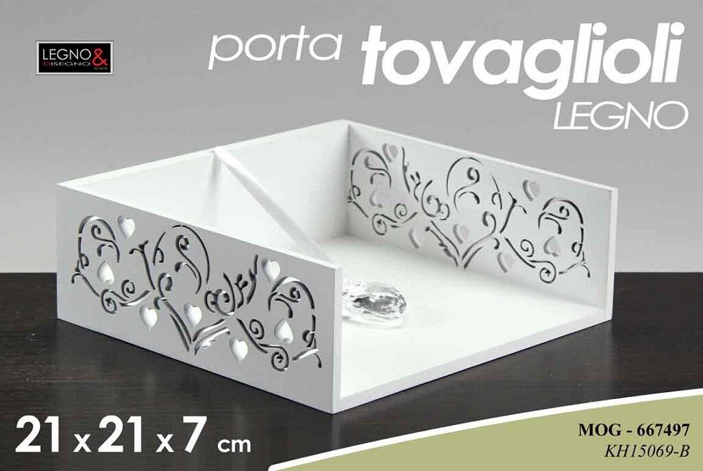 PORTA TOVAGLIOLI PORTATOVAGLIOLI IN LEGNO DECORATO CUORE  21*21*7 CM MOG-667497