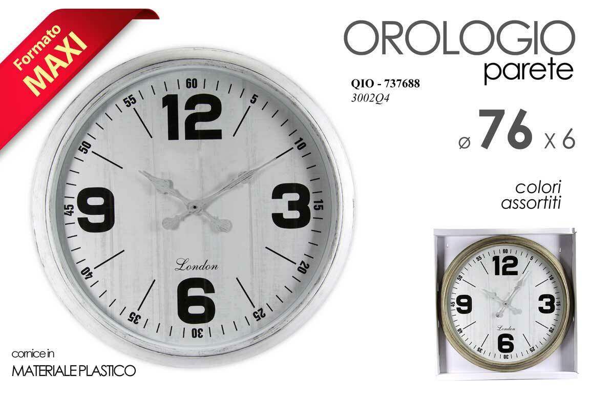 OROLOGIO DA PARETE TONDO COLORI ASSORTITI 76*6 CM CORNICE IN PLASTICA QIO-737688