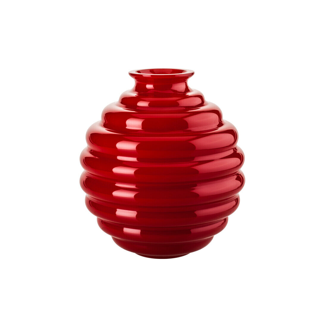 707.08 RV Venini / Dèco / vaso / rosso / vetro soffiato lavorato a mano
