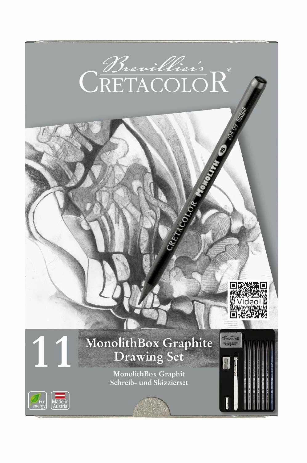Cretacolor 204 30 - Monolith Set da 11 pezzi con gomma e temperino (S1y)