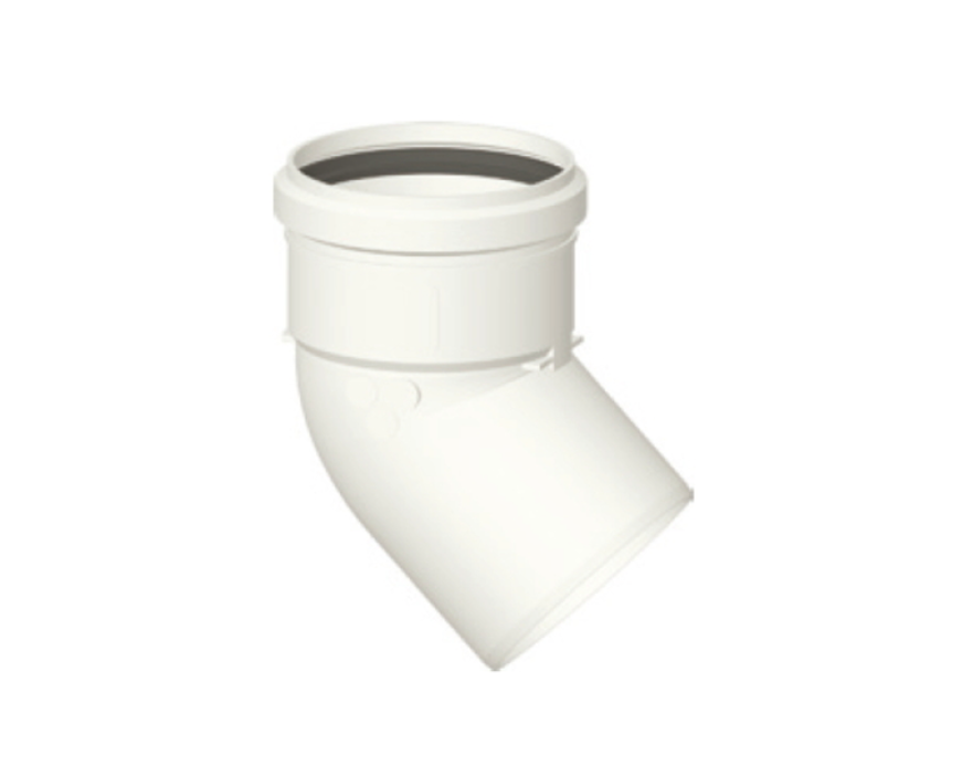 CURVA GOMITO 45° APERTA PPS D. 80 MF BIANCO PER CALDAIA CONDENSAZIONE MONOPARETE
