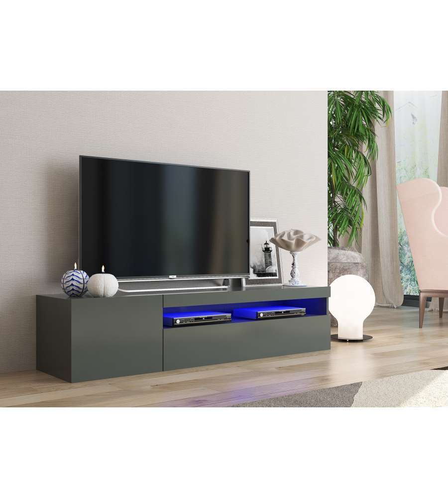 Porta Tv 1 Ante + Anta Ribalta Daiquiri Antracite Lucido