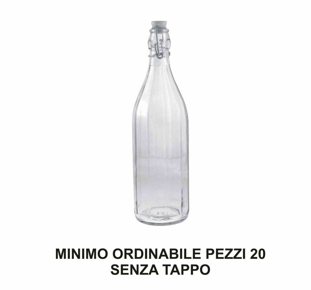 BOTTIGLIA COSTOLATA TRASPARENTE LT.1 CON TAPPO