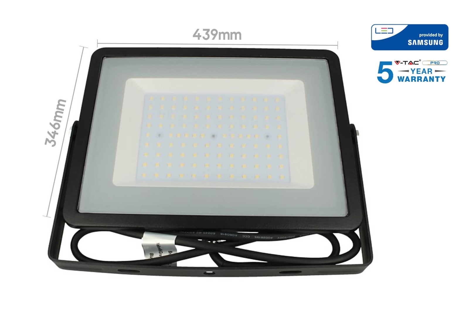 Faro Led Flood Light 200W IP65 Bianco Neutro Super Slim 56mm Carcassa Nera Samsu