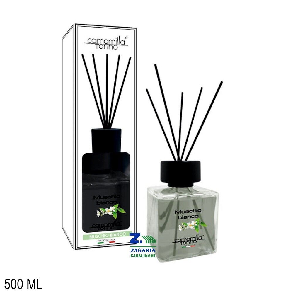 PROFUMO DIFFUSORE PER AMBIENTE 500 ML CON BASTONCINI FRAGRANZA MUSCHIO BIANCO