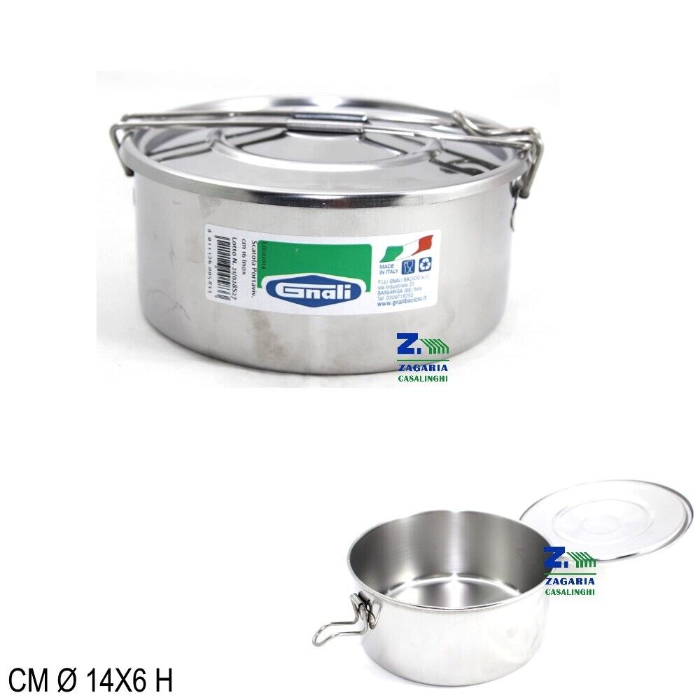 SCATOLA PORTAVIVANDE PORTAPRANZO DIAM. CM 14X6 H IN ACCIAIO INOX GNALI BACICIO