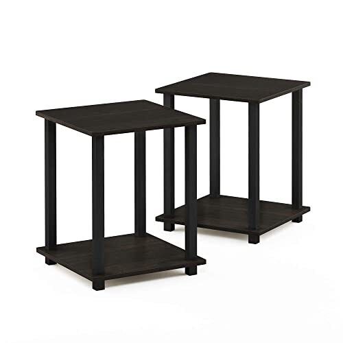 Furinno Simplistic End Table, Legno Composito, Espresso/Nero, 2 Pezzi (m4R)