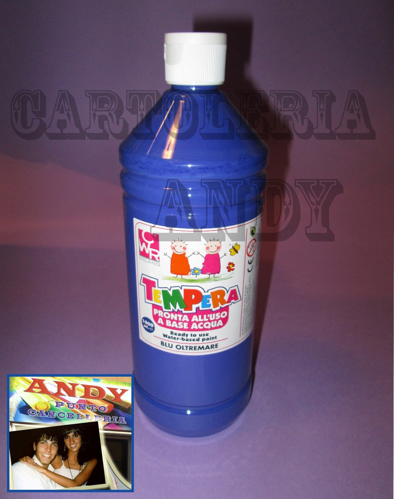TEMPERA LIQUIDA PRONTA IN BOTTIGLIA 1000 ML (1 LITRO) - BLU OLTREMARE 08808/10
