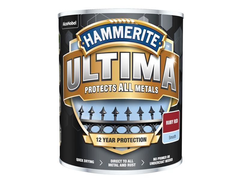 Hammerite - Ultima Metal Paint Smooth Red Ruby 750ml