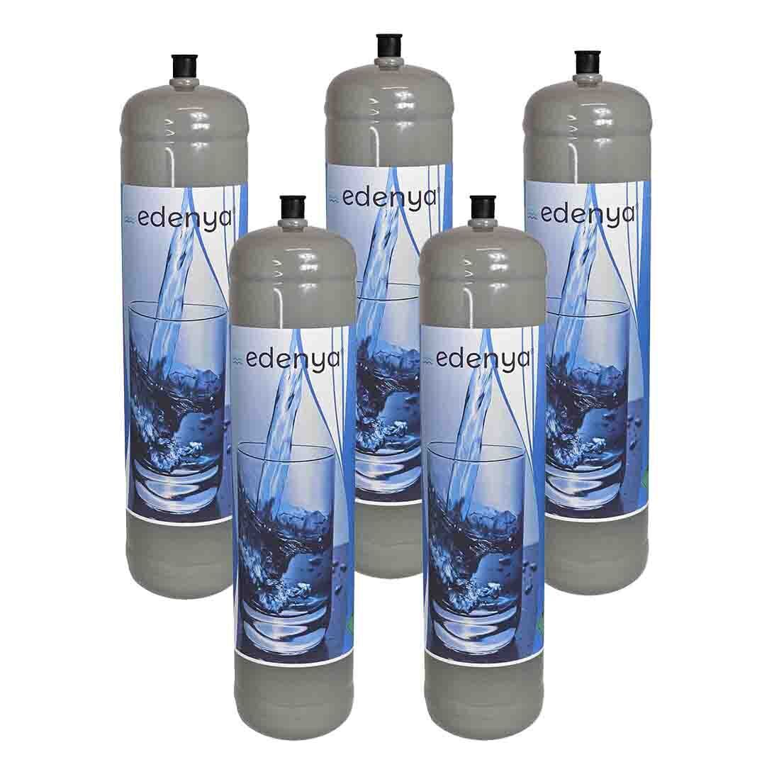 5 Bombole CO2 600 gr monouso Edenya Bubbles con attacco M11x1 per acqua frizz...