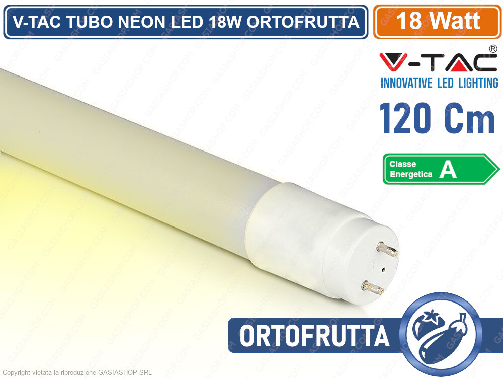 V-TAC VT-1228 SMD TUBO LED T8 G13 18W LAMPADINA 120CM PER ORTOFRUTTA - SKU 6324