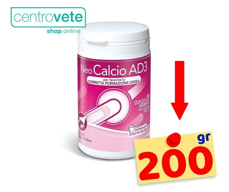 Bayer Neo Calcio AD3 Polvere 200 grammi per CANI → Favorisce la Crescita ossea