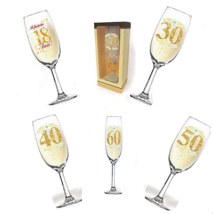 FLUTE CHAMPAGNE 40 ANNI IN VETRO
