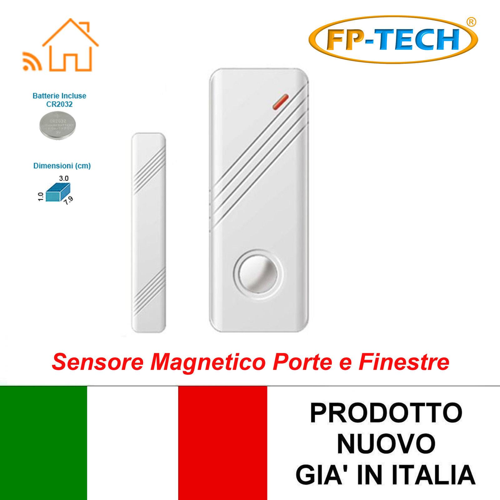 SENSORE MAGNETICO PORTE E FINESTRE WIRELESS PER ANTIFURTO CASA UFFICIO WIFI