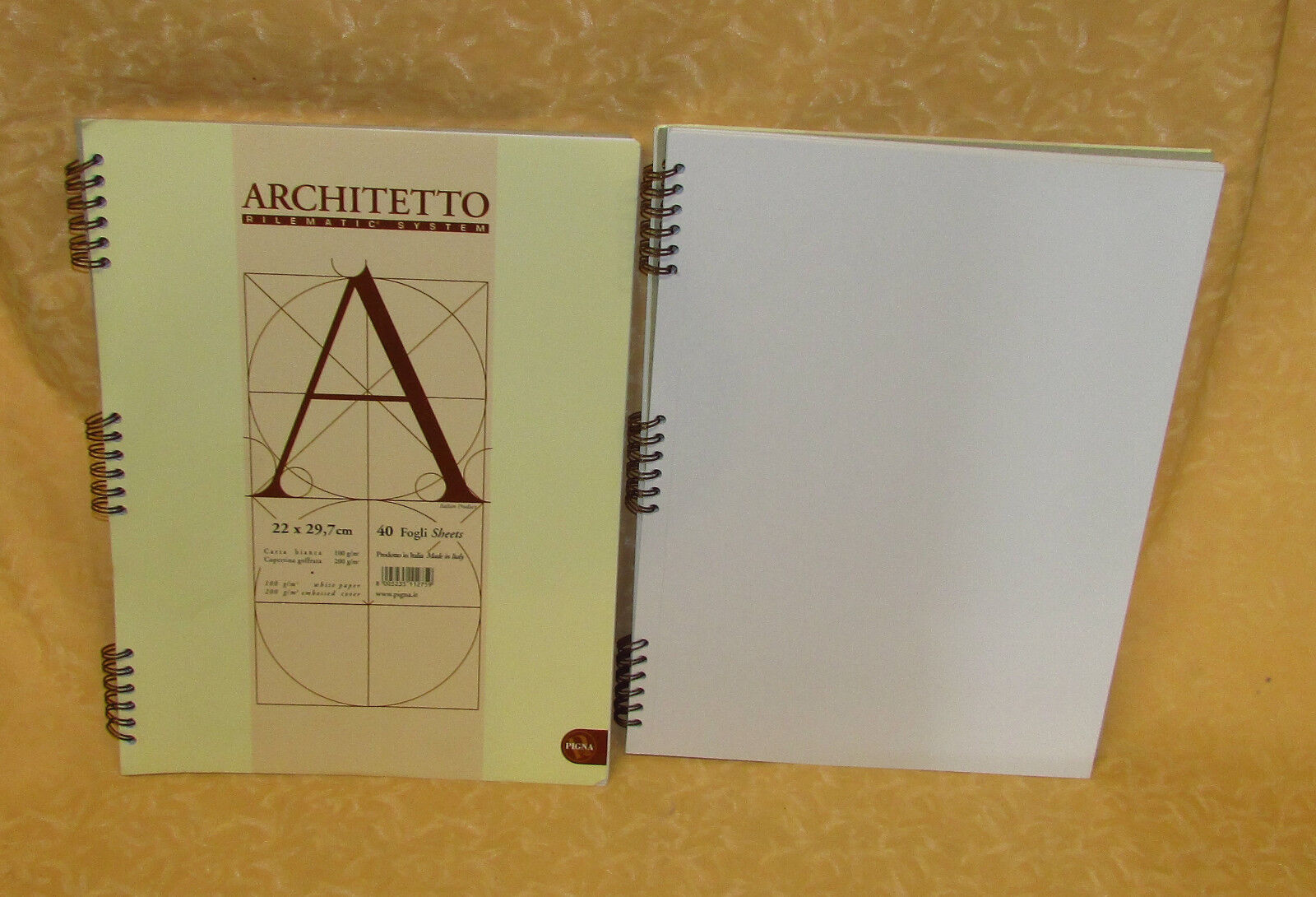 BLOCCO ARCHITETTO CON SPIRALE 40 FOGLI CARTA BIANCA   cod.20113