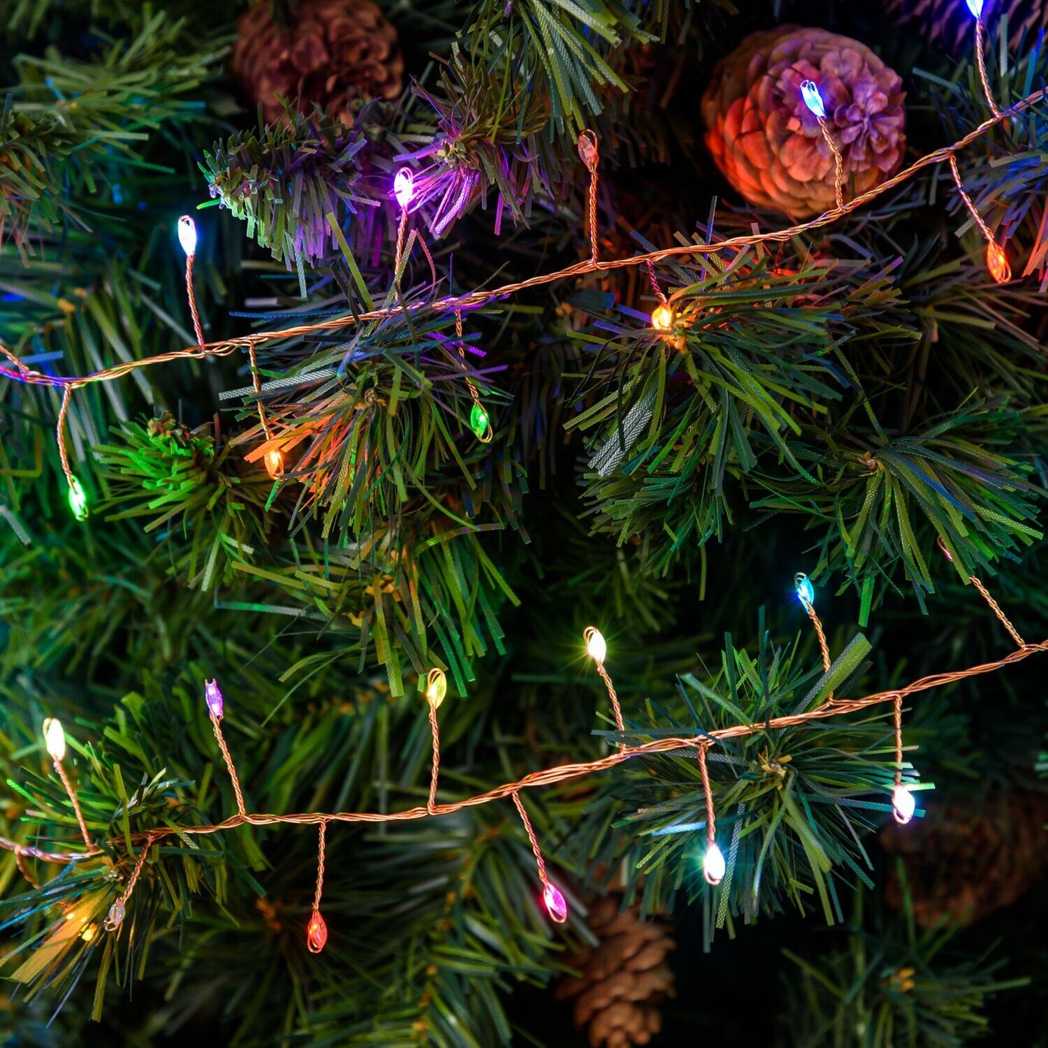 Lotti Luci di Natale 10 mt con 500 MicroLED Multiflash RGB Multicolor Cavo Rame