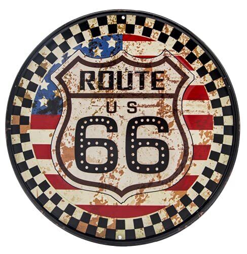 Mehr Relief-Schilder hier... Route 66, cartello decorativo vintage (M3b)