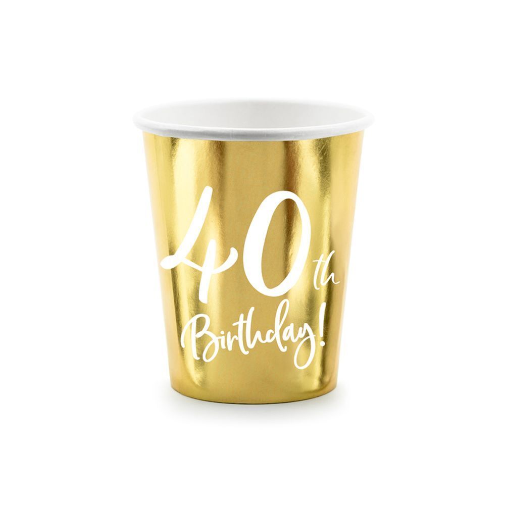 18 PZ Bicchiere Festa compleanno 40 ANNI colore ORO 220 ml 0YB4
