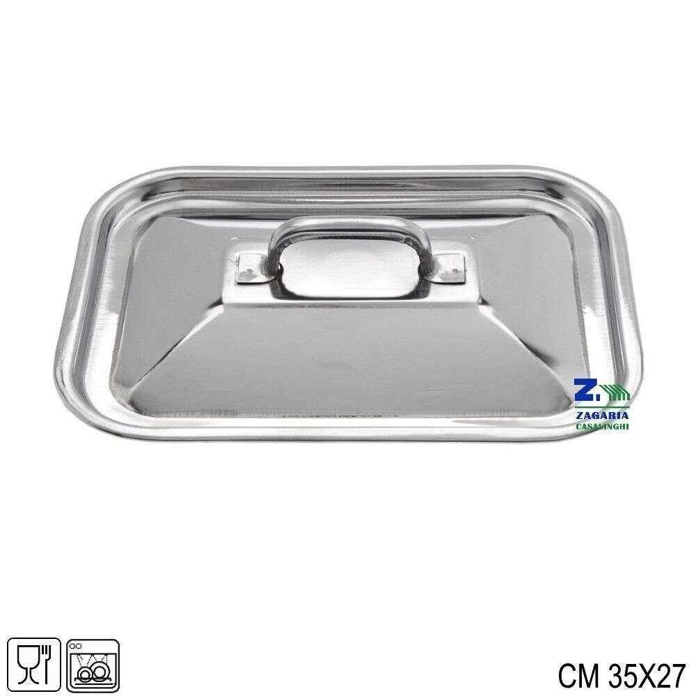 COPERCHIO RETTANGOLARE CM 35X27 ACCIAIO INOX STEELPAN PER TEGLIE LASAGNERE