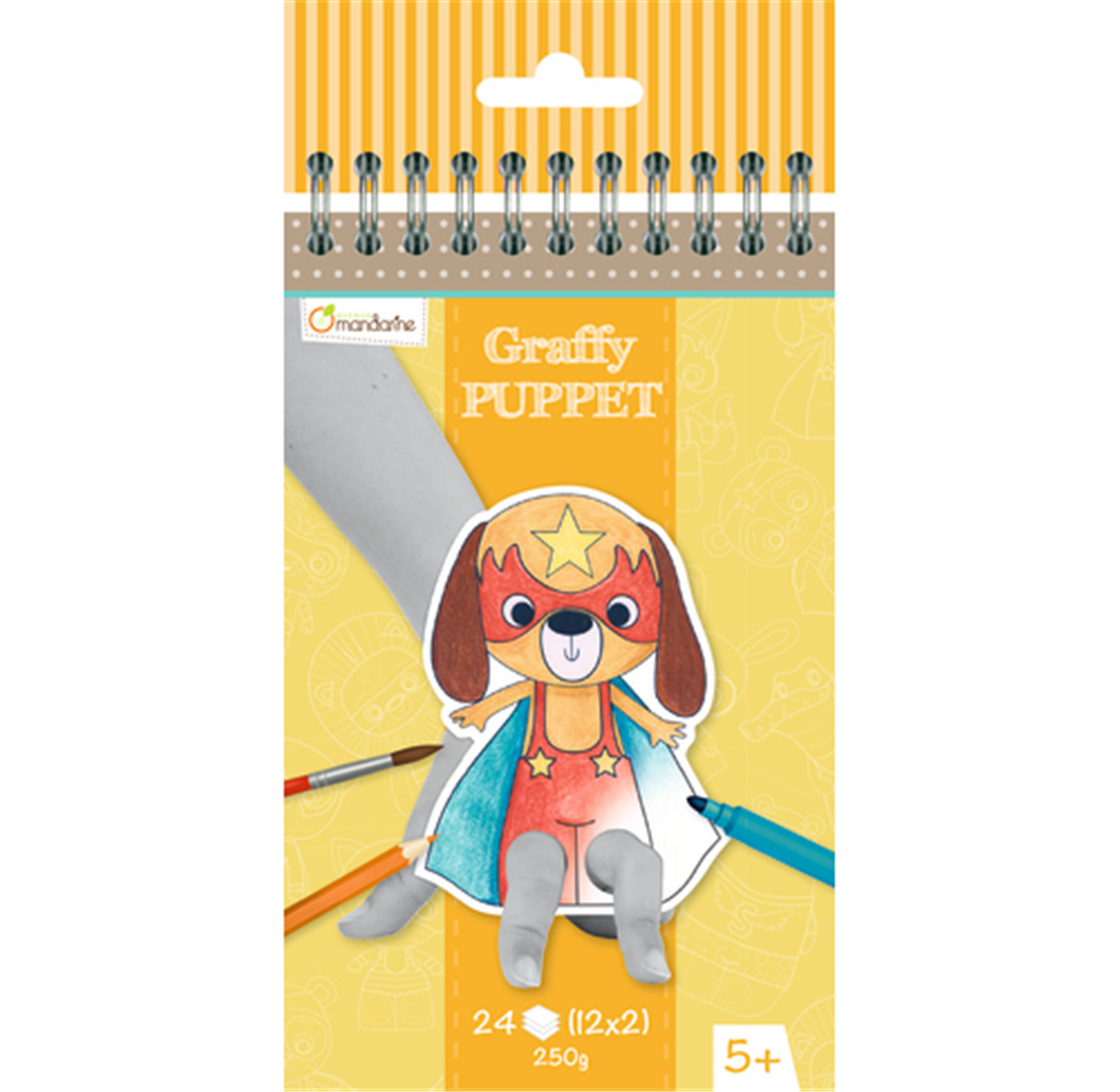 Blocco Da Colorare 12x2 Disegni Graffy Puppet Animali Super Eroi | Avenue Mandar